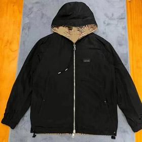Burberry Reversible Lined Check Zip-Up Hooded Jacket-4768  