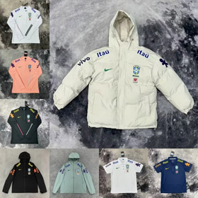 Nike Brazil Football Comfortable Windproof and Padded Jacket-5017  
