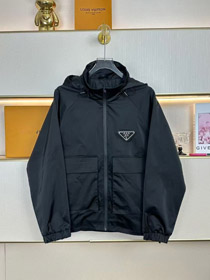 Prada new metal triangle logo workwear pocket zip-up jacket-5321  