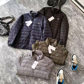 Lacoste classic logo embroidered stand-collar lightweight down jacket-5907  